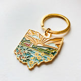 Ohio Gold Enamel Keychain | Ohio Outline Key Ring | Soft Enamel Illustrated State Keychain 1.5"