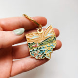 Ohio Gold Enamel Keychain | Ohio Outline Key Ring | Soft Enamel Illustrated State Keychain 1.5"