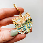 Ohio Gold Enamel Keychain | Ohio Outline Key Ring | Soft Enamel Illustrated State Keychain 1.5"