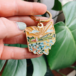Ohio Gold Enamel Keychain | Ohio Outline Key Ring | Soft Enamel Illustrated State Keychain 1.5"