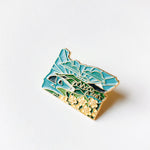 Oregon Enamel Pin | Gold Soft Enamel Pin | Illustrated United State Pin | Butterfly Clasp | 1.25"