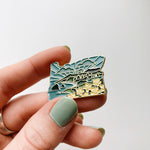 Oregon Enamel Pin | Gold Soft Enamel Pin | Illustrated United State Pin | Butterfly Clasp | 1.25"