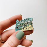 Oregon Enamel Pin | Gold Soft Enamel Pin | Illustrated United State Pin | Butterfly Clasp | 1.25"