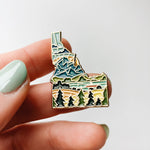 Idaho Enamel Pin | Gold Soft Enamel Pin | Illustrated United State Pin | Butterfly Clasp | 1.25"