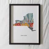 New York Physical Art Print | State Wall Art | 5x7, 8x10, 11x14, 16x20" Archival Art Print | New York Illustrated Poster