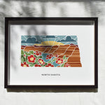 North Dakota Physical Art Print | State Wall Art | 5x7, 8x10, 11x14, 16x20 Archival Art Print | North Dakota Illustrated Poster