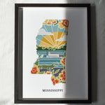 Mississippi Physical Art Print | State Wall Art | 5x7, 8x10, 11x14, 16x20 Archival Art Print | Mississippi Illustrated Poster