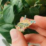West Virginia Enamel Pin | Gold Soft Enamel Pin | Illustrated United States Pin | Butterfly Clasp | 1.25"
