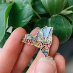 New York Enamel Pin | Gold Soft Enamel Pin | Illustrated United States Pin | Butterfly Clasp | 1.25"