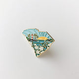 South Carolina Enamel Pin | Gold Soft Enamel Pin | Illustrated United States Pin | Butterfly Clasp | 1.25"