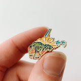 West Virginia Enamel Pin | Gold Soft Enamel Pin | Illustrated United States Pin | Butterfly Clasp | 1.25"