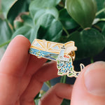 Massachusetts Enamel Pin | Gold Soft Enamel Pin | Illustrated United States Pin | Butterfly Clasp | 1.25"