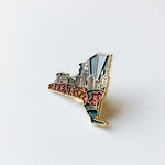 New York Enamel Pin | Gold Soft Enamel Pin | Illustrated United States Pin | Butterfly Clasp | 1.25"