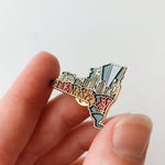 New York Enamel Pin | Gold Soft Enamel Pin | Illustrated United States Pin | Butterfly Clasp | 1.25"