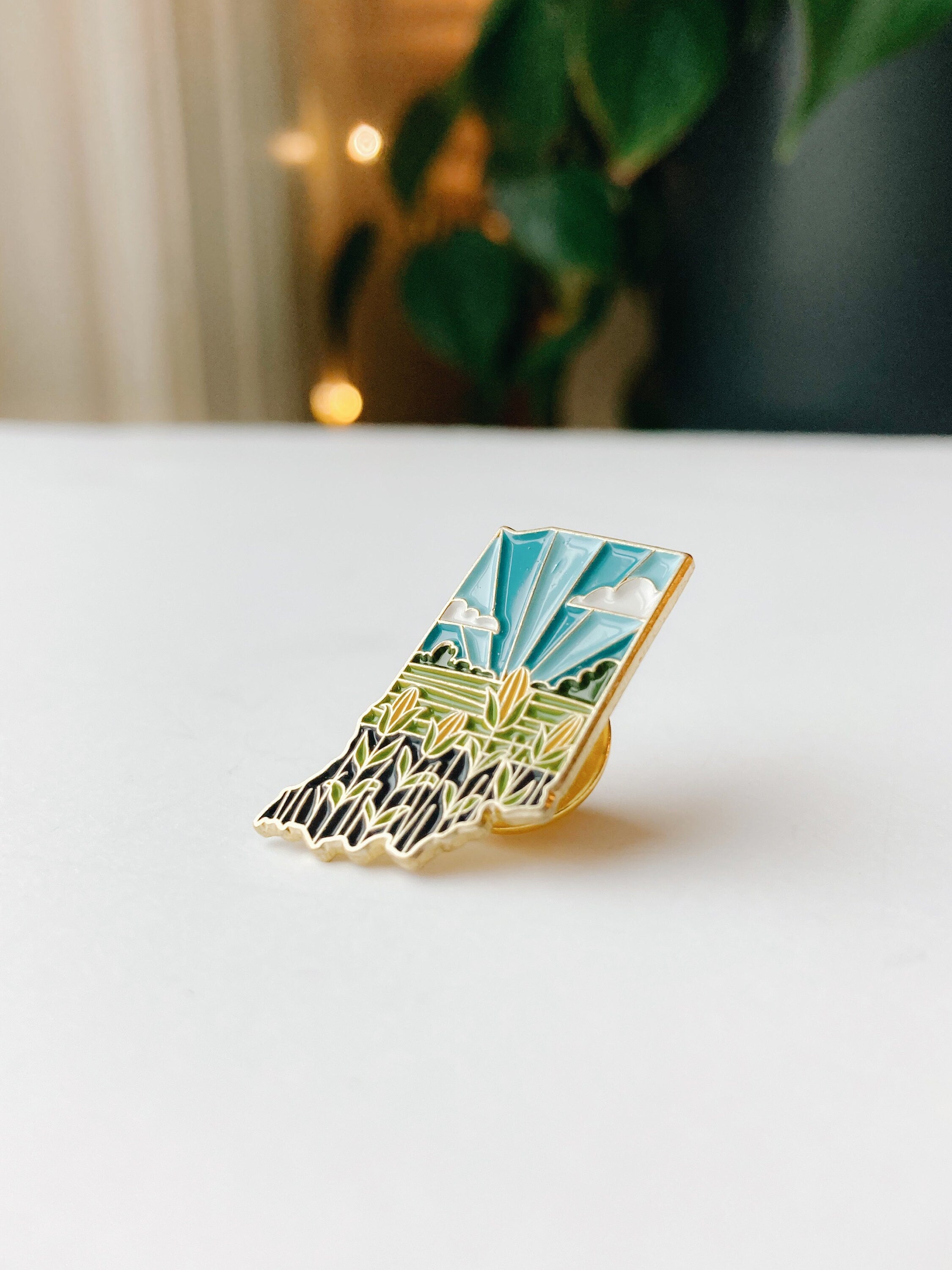 Indiana Enamel Pin | Gold Soft Enamel Pin | Illustrated United States Pin | Butterfly Clasp | 1.25"