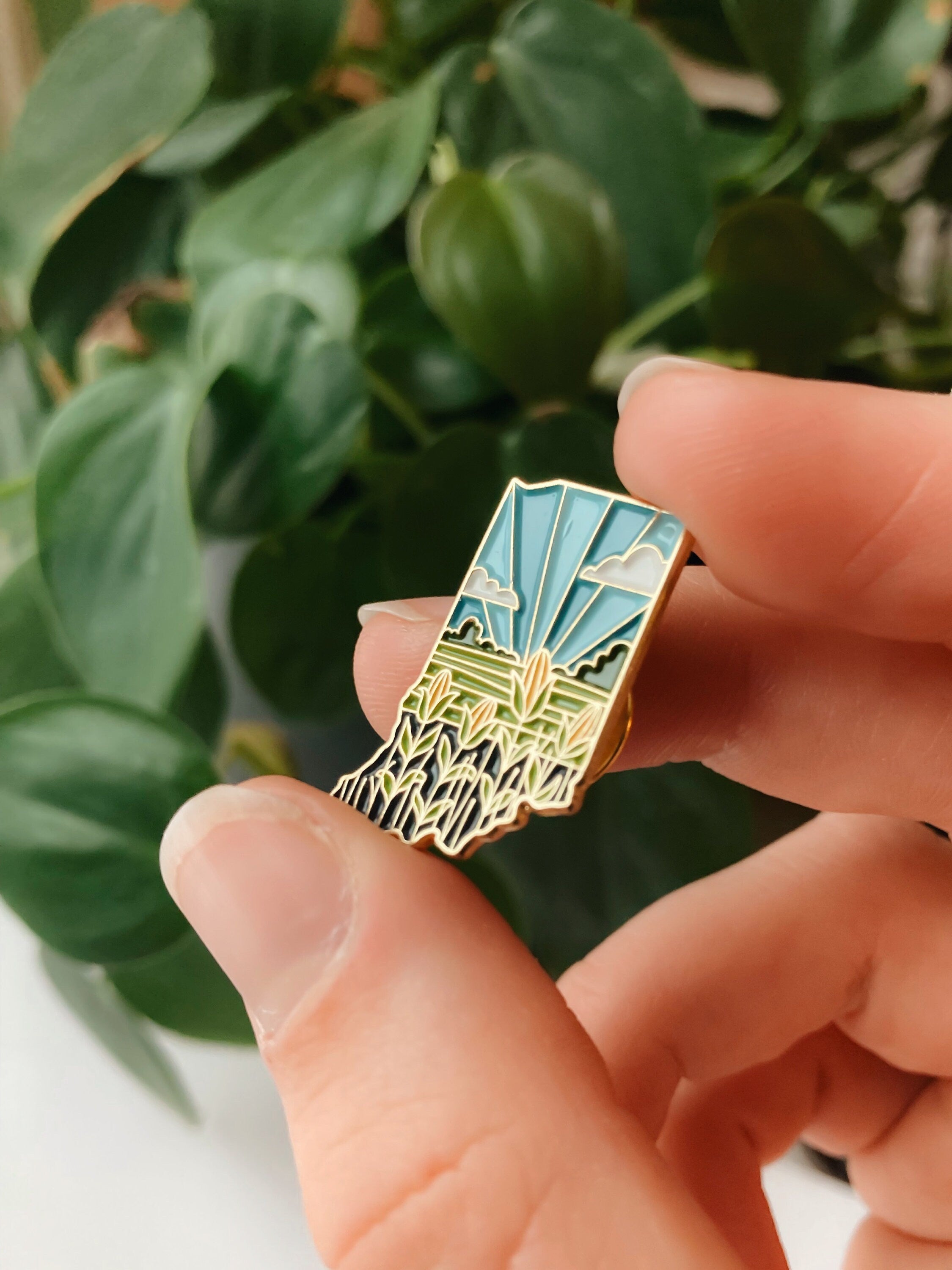 Indiana Enamel Pin | Gold Soft Enamel Pin | Illustrated United States Pin | Butterfly Clasp | 1.25"