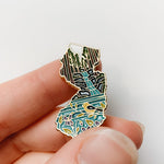New Jersey Enamel Pin | Gold Soft Enamel Pin | Illustrated United State Pin | Butterfly Clasp | 1.5"
