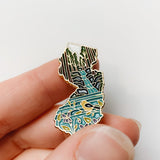 New Jersey Enamel Pin | Gold Soft Enamel Pin | Illustrated United State Pin | Butterfly Clasp | 1.5"