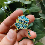 Alaska Enamel Pin | Gold Soft Enamel Pin | Illustrated United State Pin | Butterfly Clasp | 1.25"