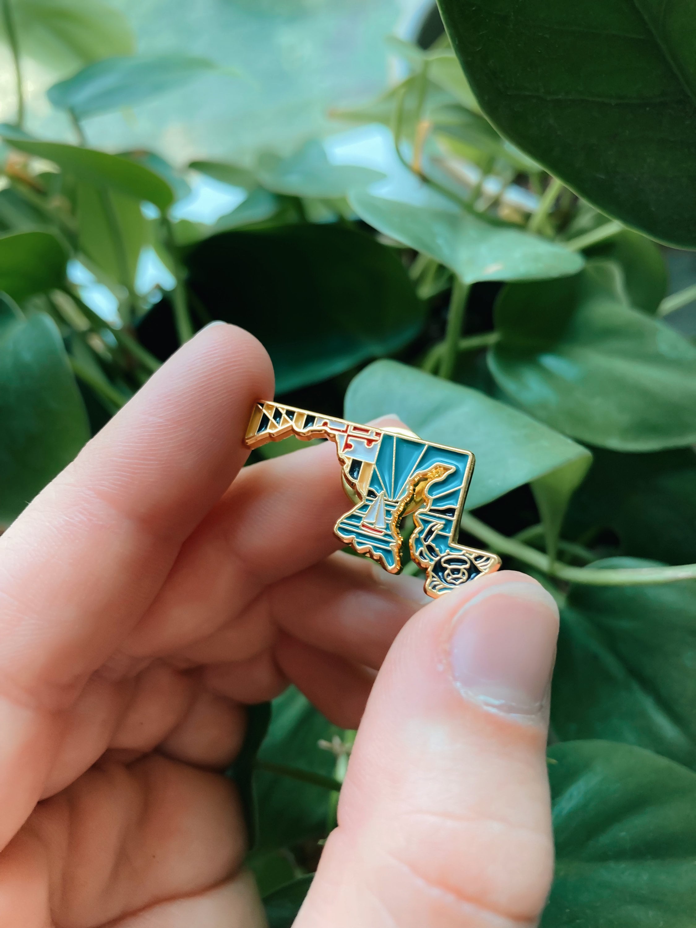 Maryland Enamel Pin | Gold Soft Enamel Pin | Illustrated United State Pin | Butterfly Clasp | 1.25"