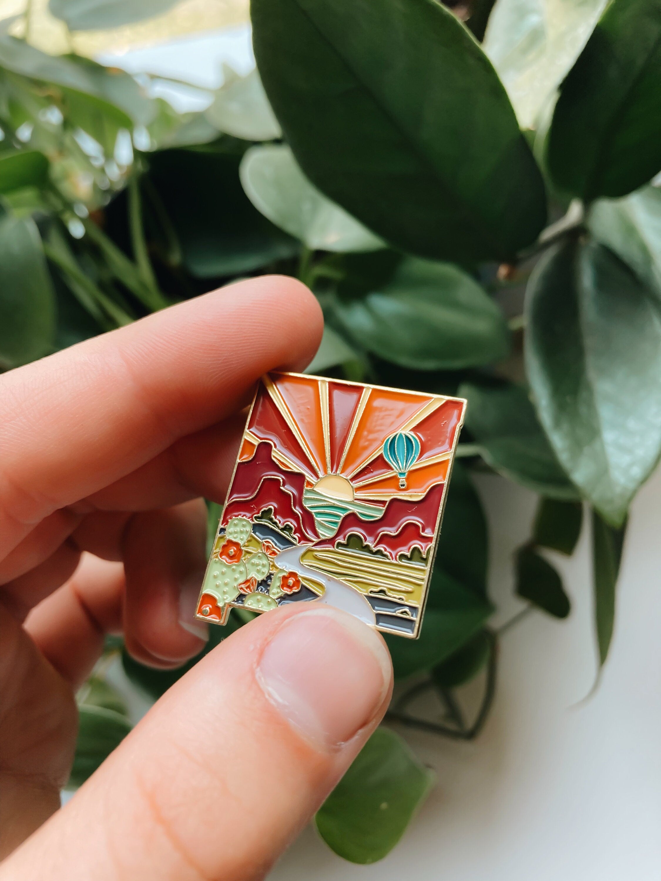 New Mexico Enamel Pin | Gold Soft Enamel Pin | Illustrated United State Pin | Butterfly Clasp | 1.25"