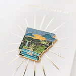 Gold Arkansas Enamel Pin | Arkansas Outline Pin | Illustrated State Pin | Butterfly Clasp | 1"