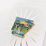 Gold Arkansas Enamel Pin | Arkansas Outline Pin | Illustrated State Pin | Butterfly Clasp | 1"