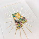 Gold Rhode Island Enamel Pin | Rhode Island Outline Pin | Illustrated State Pin | Butterfly Clasp | 1"