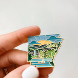 Gold Arkansas Enamel Pin | Arkansas Outline Pin | Illustrated State Pin | Butterfly Clasp | 1"