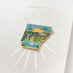 Gold Arkansas Enamel Pin | Arkansas Outline Pin | Illustrated State Pin | Butterfly Clasp | 1"