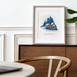 Beautiful Norway Landscape Art Print | Nordic Illustration | Scandinavian Art Print | Nature Wall Decor | Nursery Decor | Travel Wall Art