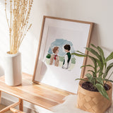 Little Women Print | Watercolor Illustration | Wall Art | 8x10" 5x7" Archival Art Print | Book Lover Gift | Jo & Laurie
