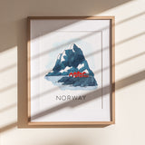 Beautiful Norway Landscape Art Print | Nordic Illustration | Scandinavian Art Print | Nature Wall Decor | Nursery Decor | Travel Wall Art