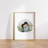 Pride & Prejudice Print | Watercolor Illustration | Wall Art | 8x10" 5x7" Archival Art Print | Book Lover Gift | Mr. Darcy Elizabeth Bennet