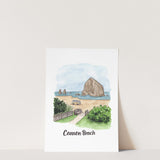 Cannon Beach Print | Watercolor Illustration Art Print | Oregon Coast Painting
