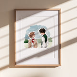 Little Women Print | Watercolor Illustration | Wall Art | 8x10" 5x7" Archival Art Print | Book Lover Gift | Jo & Laurie