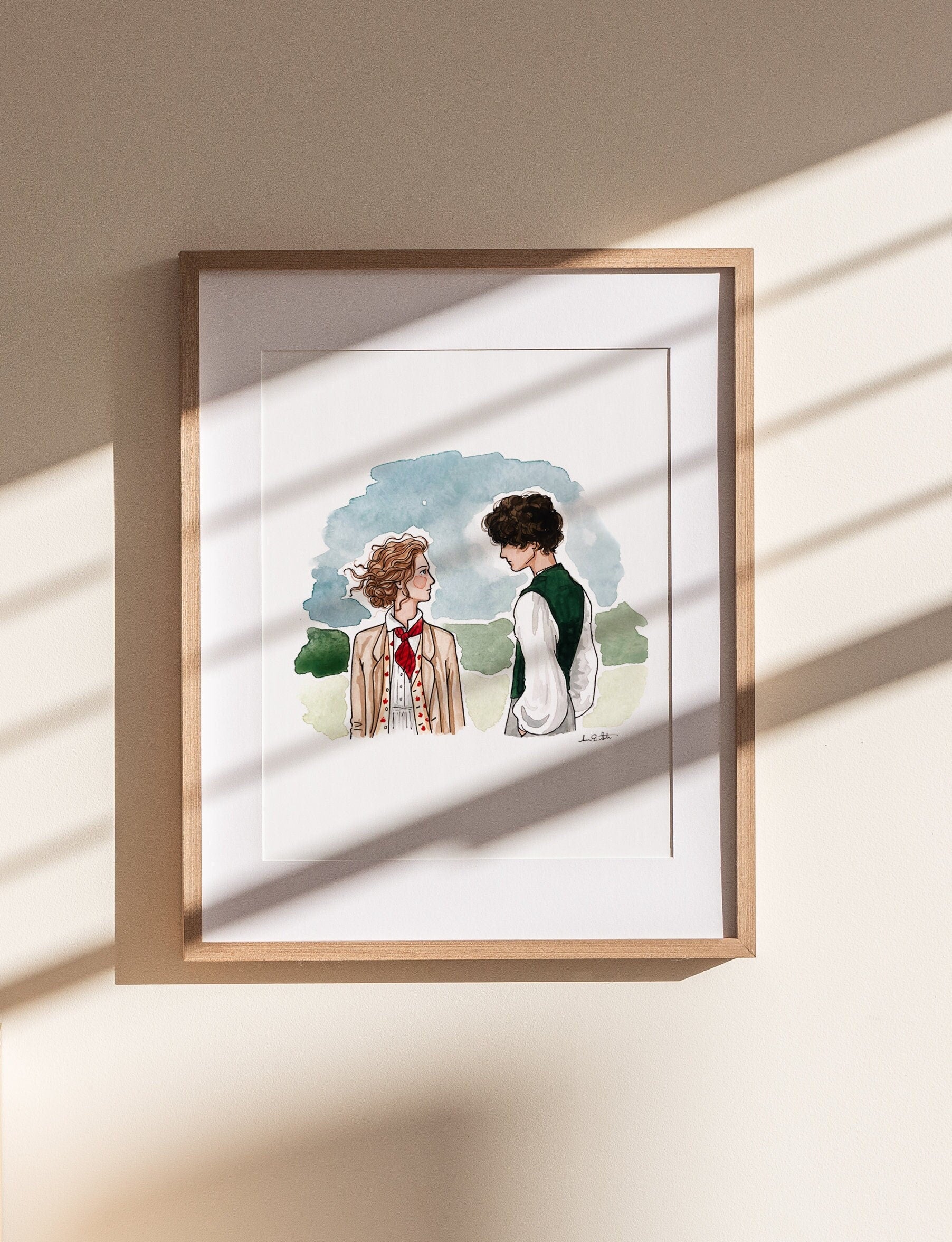 Little Women Print | Watercolor Illustration | Wall Art | 8x10" 5x7" Archival Art Print | Book Lover Gift | Jo & Laurie