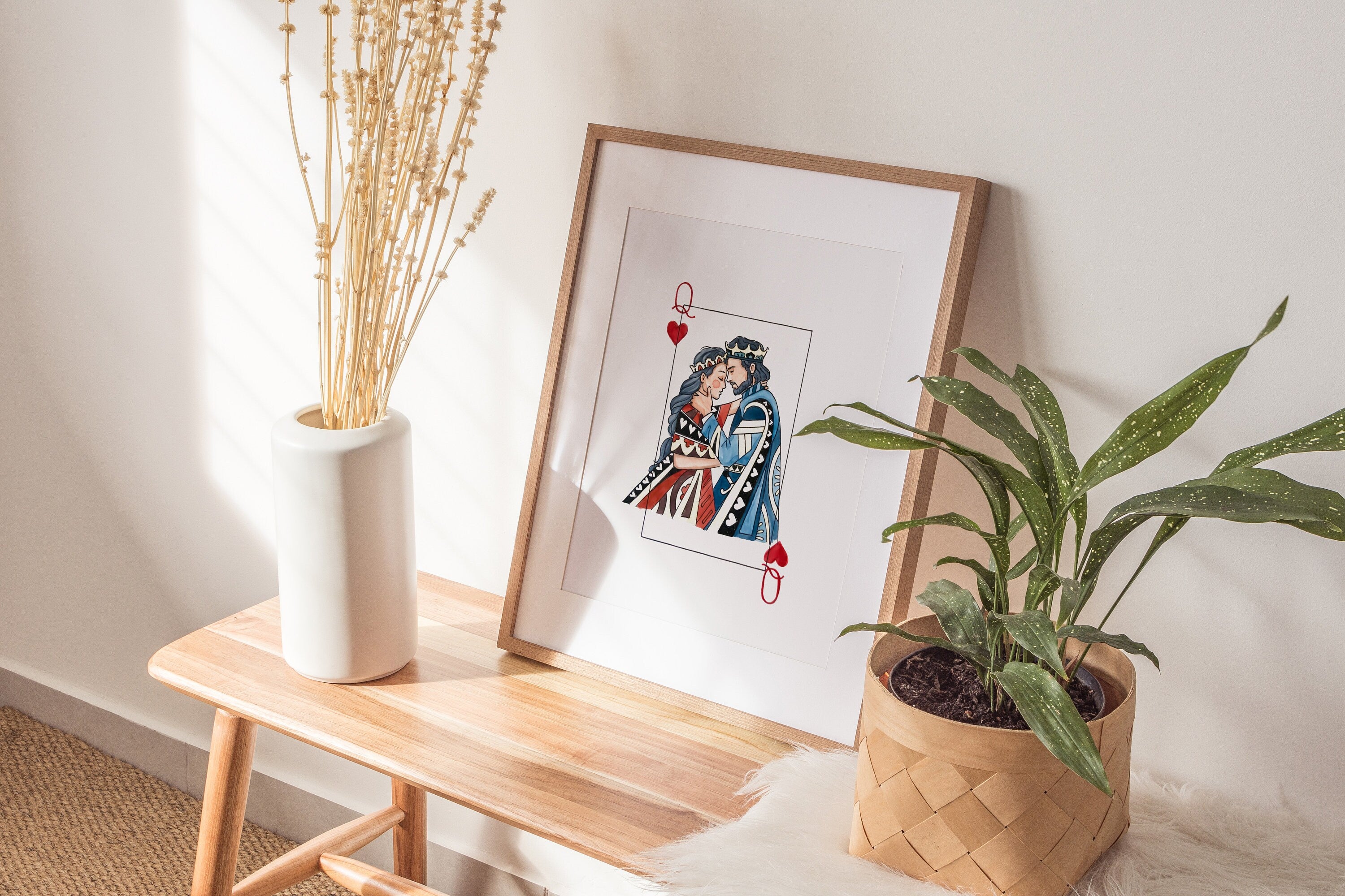 King and Queen Wall Art | Watercolor Illustration | 8x10" 5x7" Art Print | Valentines Gift | King & Queen Playing Cards | Wedding Gift