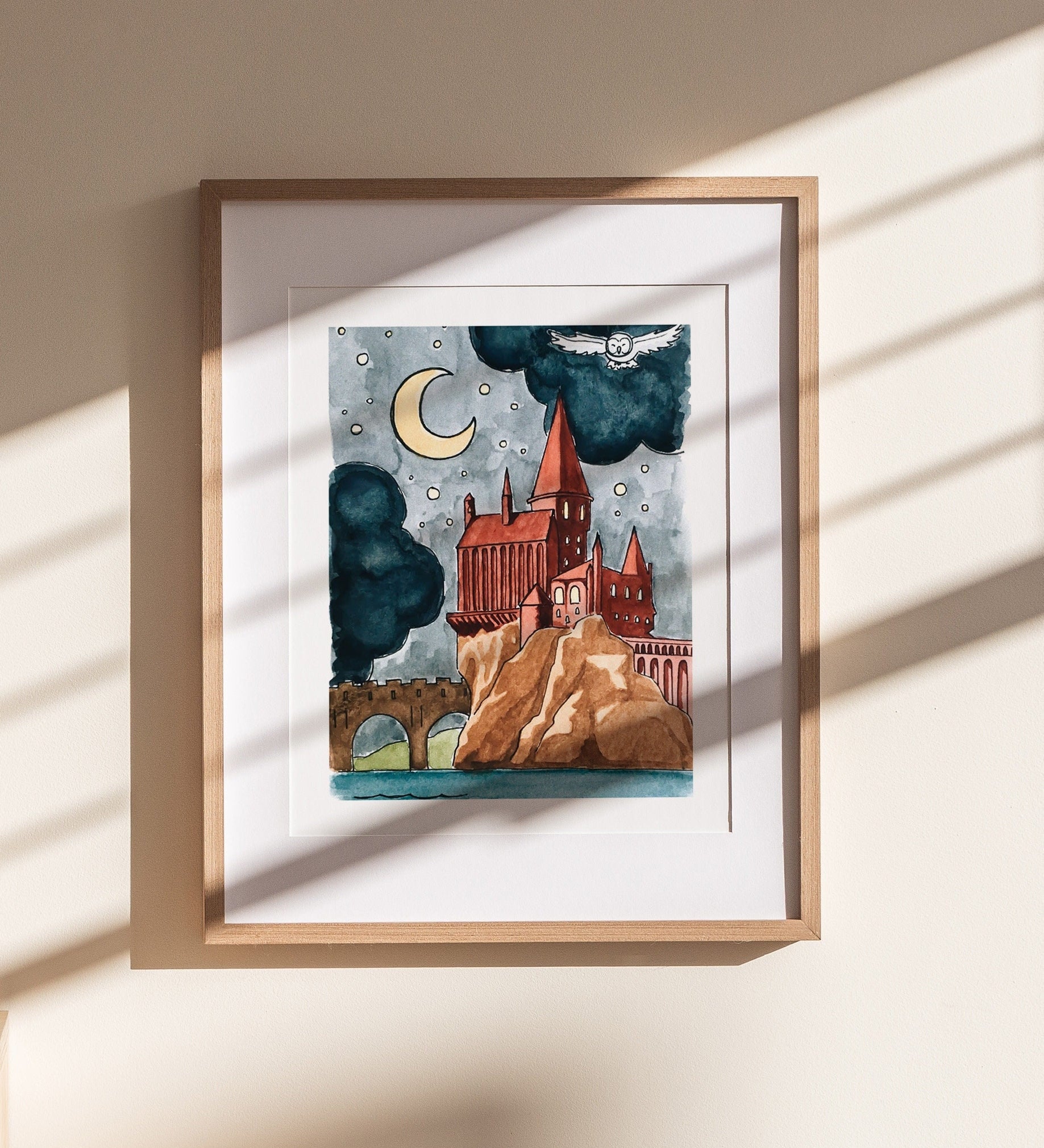 Wizard School Print | Watercolor Illustration | Wizarding Nursery Decor | Wall Art | 8x10" 5x7" Archival Art Print | Book Lover Gift