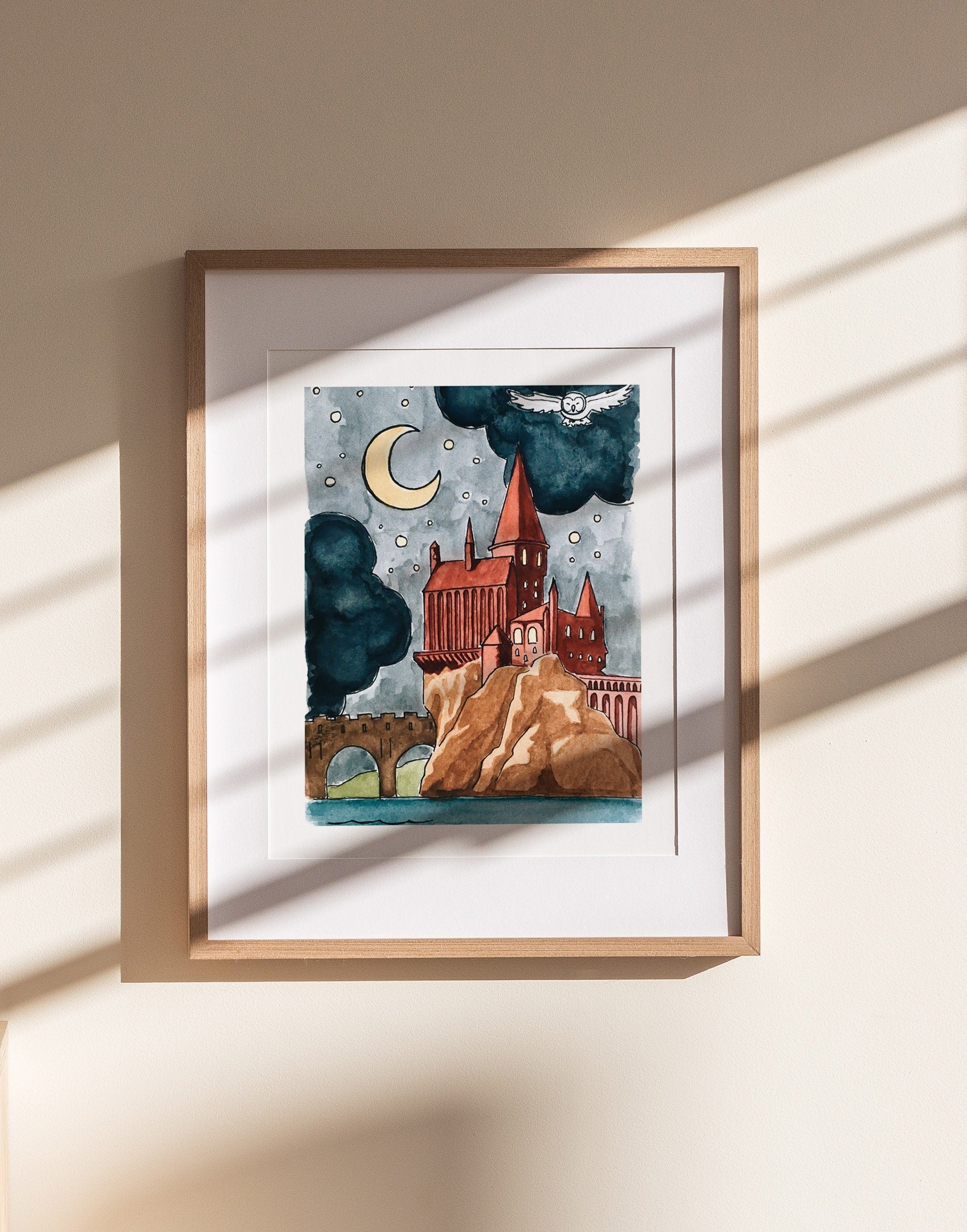 Wizard School Print | Watercolor Illustration | Wizarding Nursery Decor | Wall Art | 8x10" 5x7" Archival Art Print | Book Lover Gift