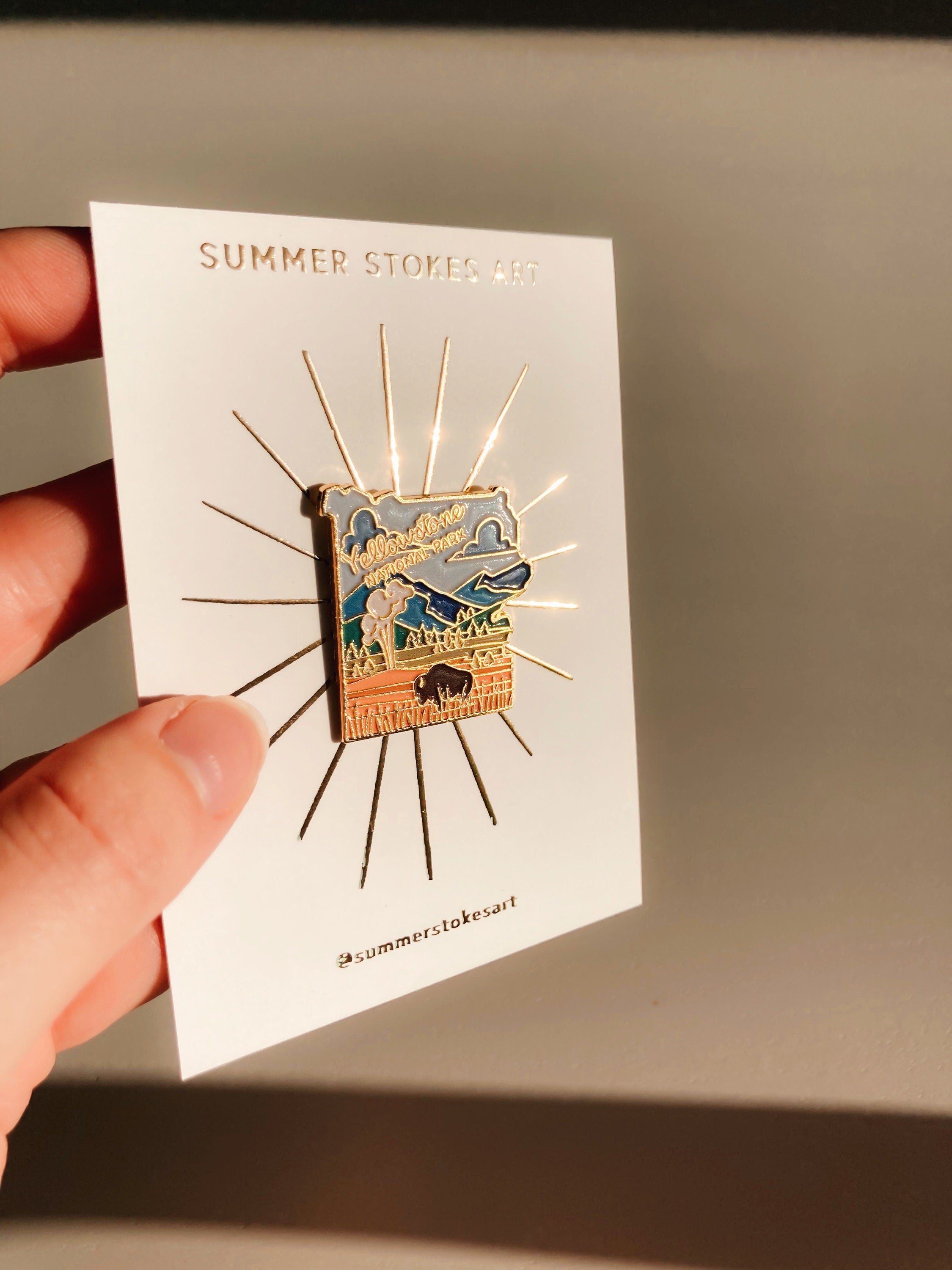 Yellowstone National Park Enamel Pin | Illustrated Pin | Butterfly Clasp | 1"