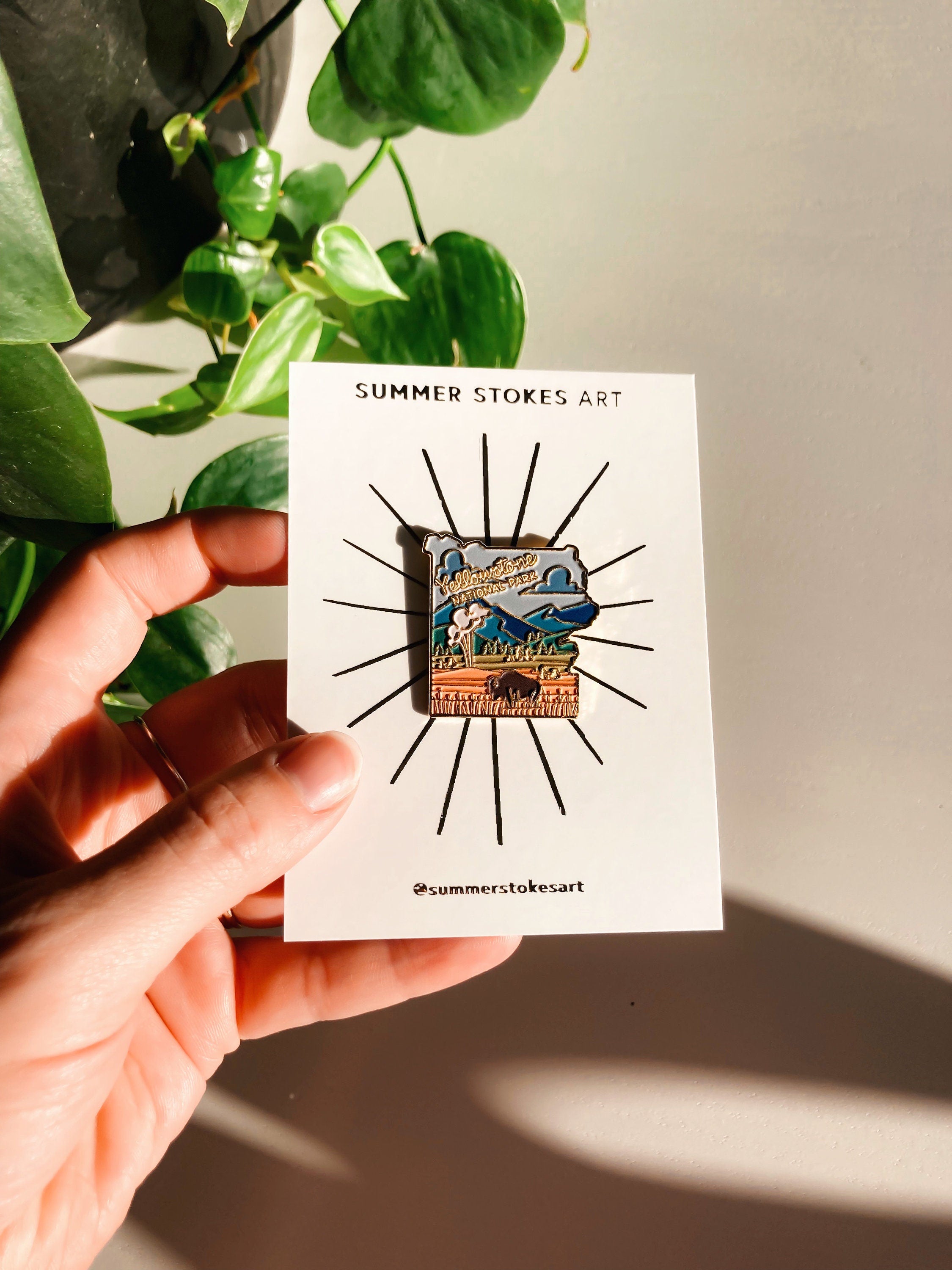 Yellowstone National Park Enamel Pin | Illustrated Pin | Butterfly Clasp | 1"