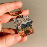 Yellowstone Gold Enamel Keychain | National Park Key Ring | Soft Enamel Illustrated Keychain | Yellowstone National Park Gift | 1.5"
