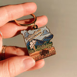 Yellowstone Gold Enamel Keychain | National Park Key Ring | Soft Enamel Illustrated Keychain | Yellowstone National Park Gift | 1.5"