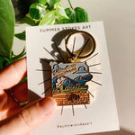 Yellowstone Gold Enamel Keychain | National Park Key Ring | Soft Enamel Illustrated Keychain | Yellowstone National Park Gift | 1.5"