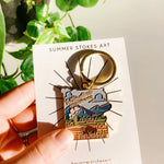 Yellowstone Gold Enamel Keychain | National Park Key Ring | Soft Enamel Illustrated Keychain | Yellowstone National Park Gift | 1.5"
