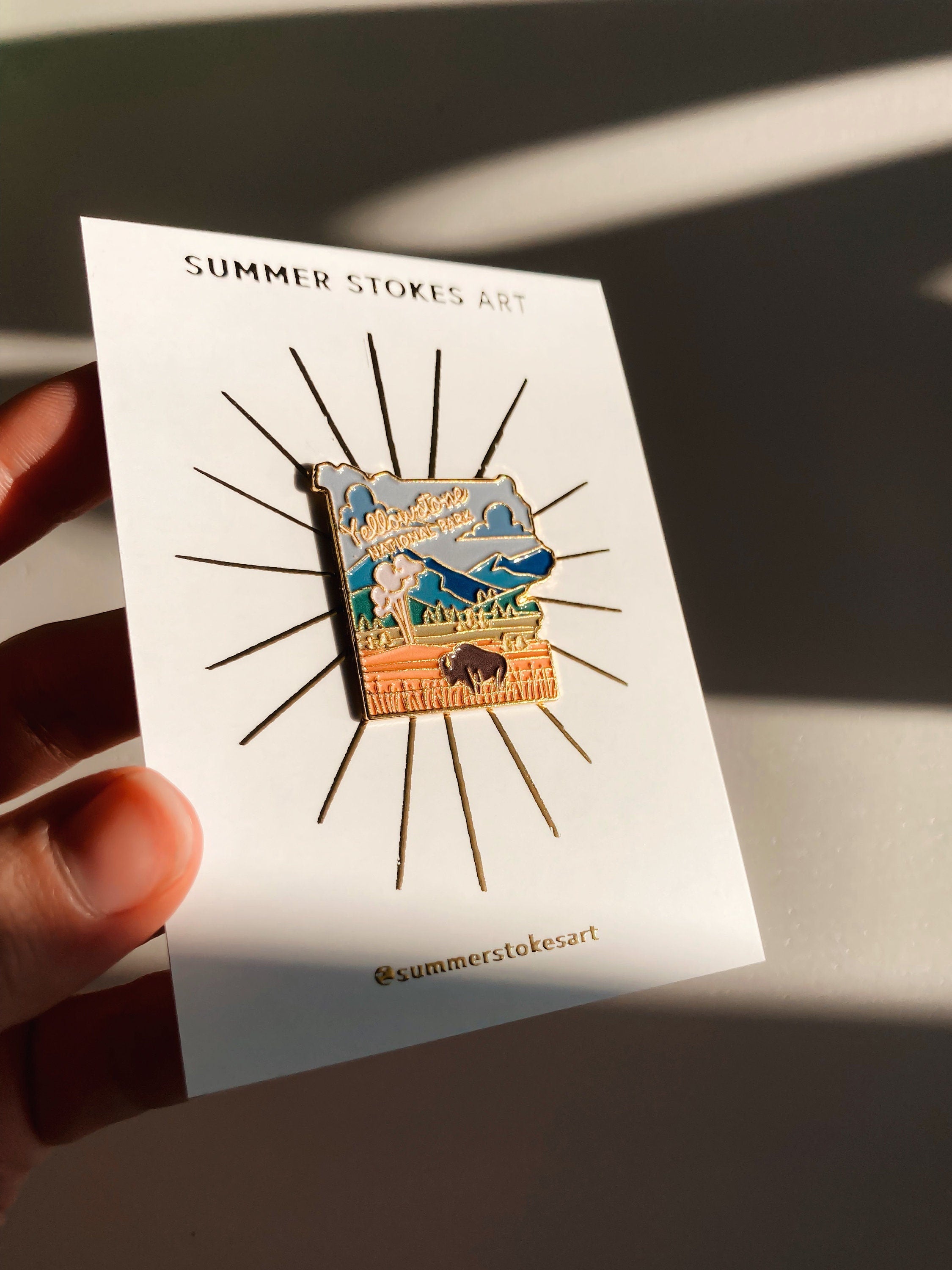 Yellowstone National Park Enamel Pin | Illustrated Pin | Butterfly Clasp | 1"