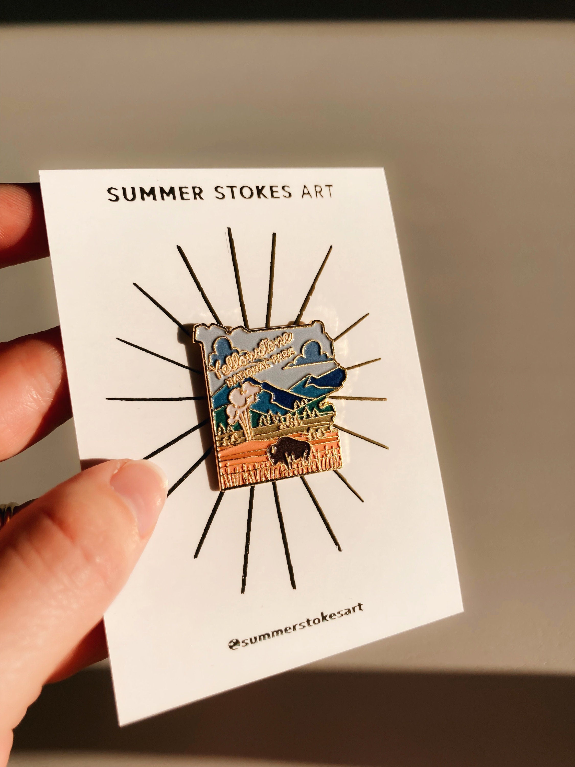 Yellowstone National Park Enamel Pin | Illustrated Pin | Butterfly Clasp | 1"