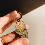 Illinois Gold Enamel Keychain | Illinois Outline Key Ring | Soft Enamel Illustrated State Keychain 1.75"