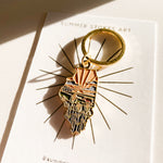 Illinois Gold Enamel Keychain | Illinois Outline Key Ring | Soft Enamel Illustrated State Keychain 1.75"